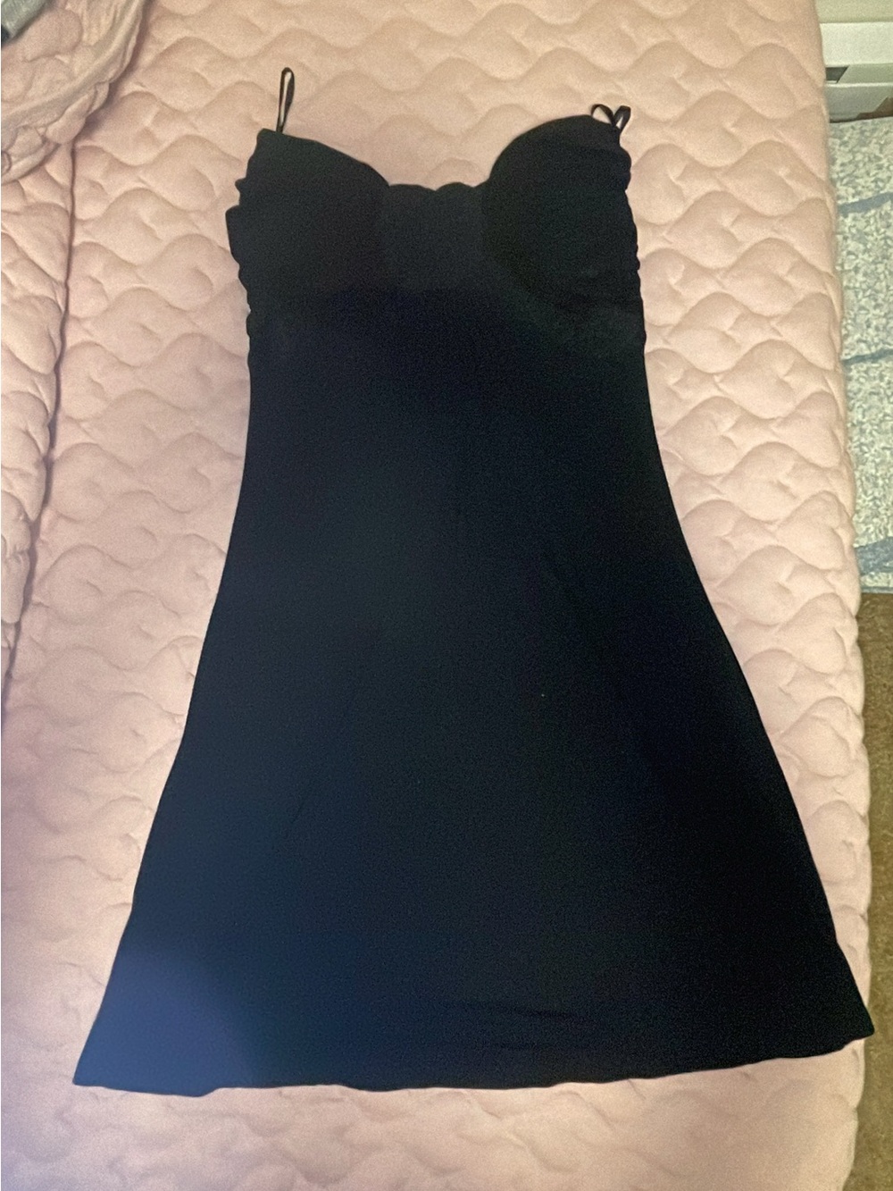 Le chateau strapless Black Mini Slip Dress